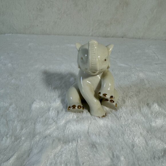 Lenox Handcrafted Porcelain Elephant Figurine With Gold Accents Trunk Up - Picture 6 of 7
